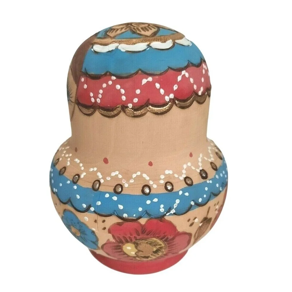 Vintage Russian Nesting Dolls Matryoshka Hand Painted Wood 8 Piece Set Floral